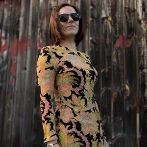 Paisley Puritan Top - Size S (Vintage 1970s)